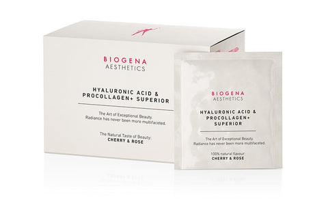 Biogena Hyaluronic acid & ProCollagen+ Superior 21 sachets, front of pack